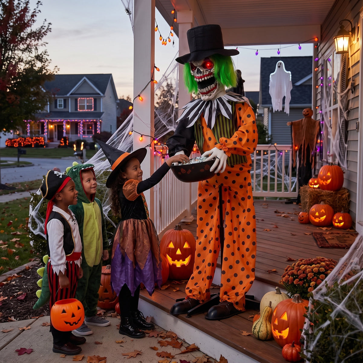 Joyfy 67"(5.6ft) Standing Ghost Large Halloween Decorations Outdoor, Sound-Actived Skeleton with Glowing Eyes & Creepy Sound, Scary Halloween Life Size Animatronics, Haunted House Props for Yard Lawn
