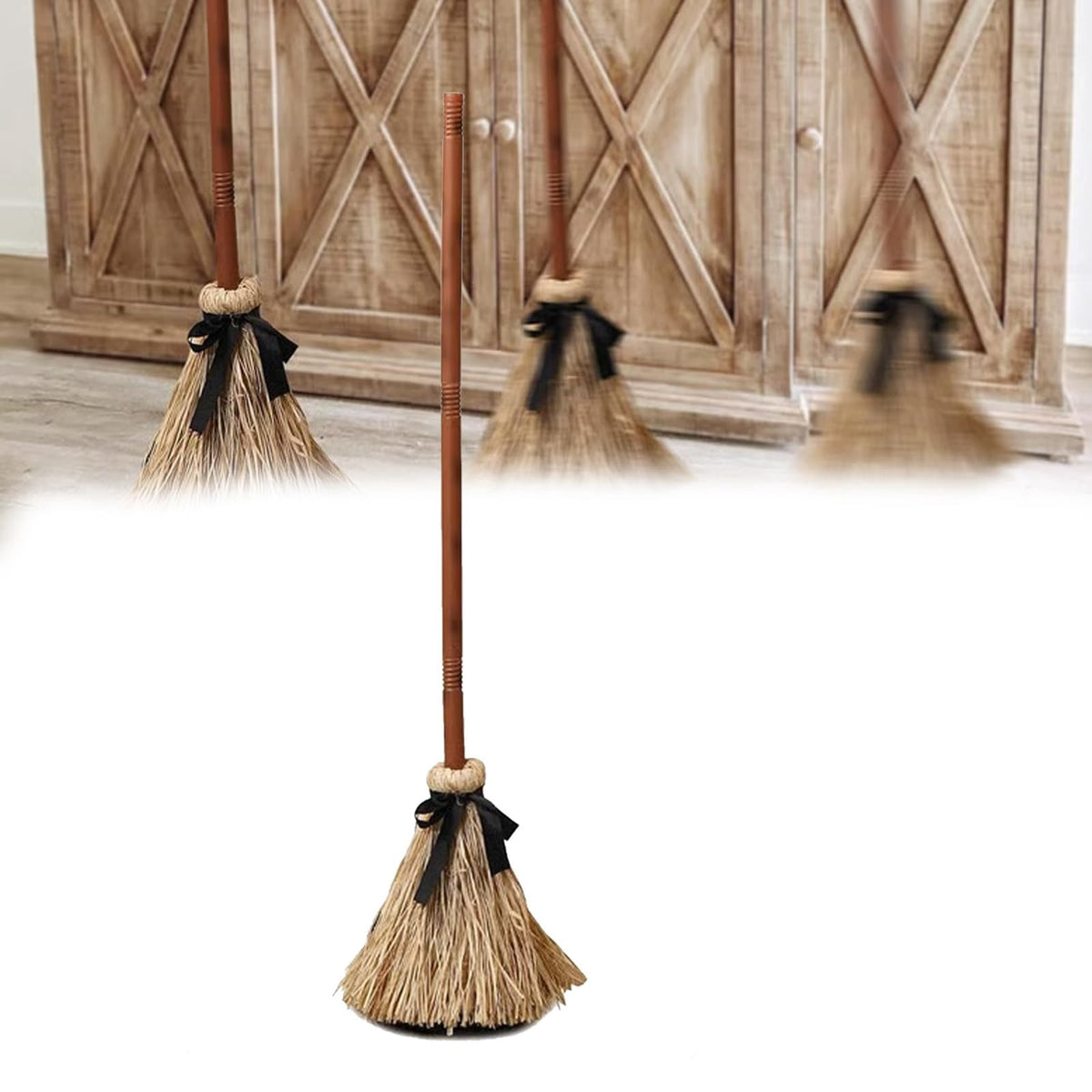 Halloween Magics Broom, 38" Animated Floating Witch Broom Moves for Haunted Party Decorations, Battery Powered Moving Prop for Indoor Haunted House Scary Display