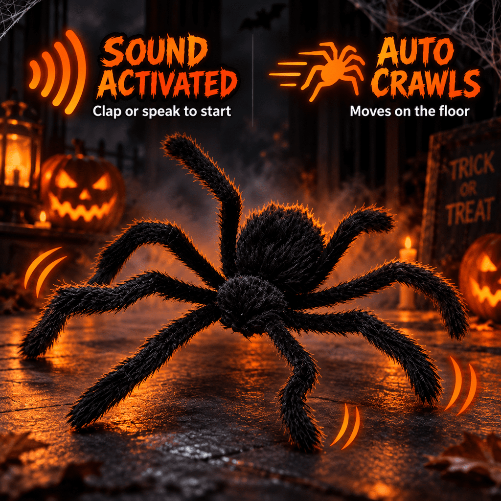 Diceymbol 36 in Voice Activated Crawling Spider Halloween Decorations Outdoor Indoor, Automatic Animated Spider for Home, Bar and Party Decor