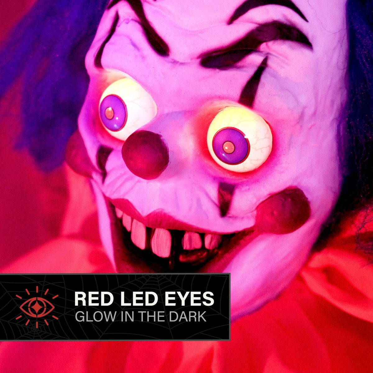 Haunted Hill Farm Red LED Battery-Powered Standing Clown Halloween Animatronic Animated 5.3-ft.