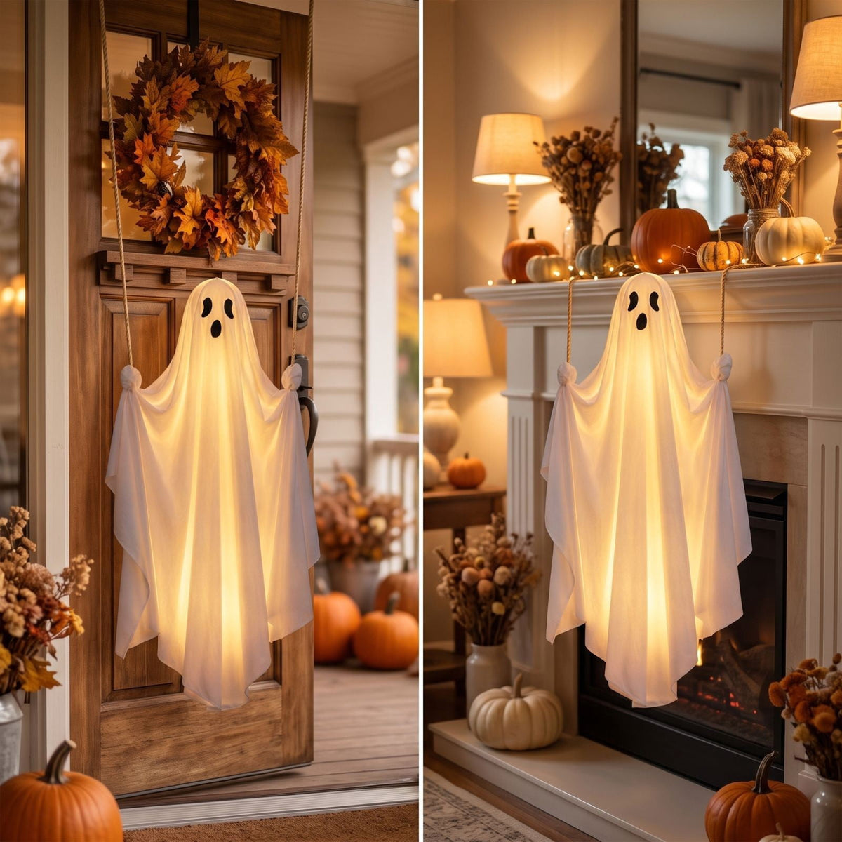 Aurorax Halloween Decorations Outdoor,Hanging Swing Ghost Decor Remote Control 4.4ft Light Up Animated Early Halloween Outdoor Decor for Yard Garden Porch