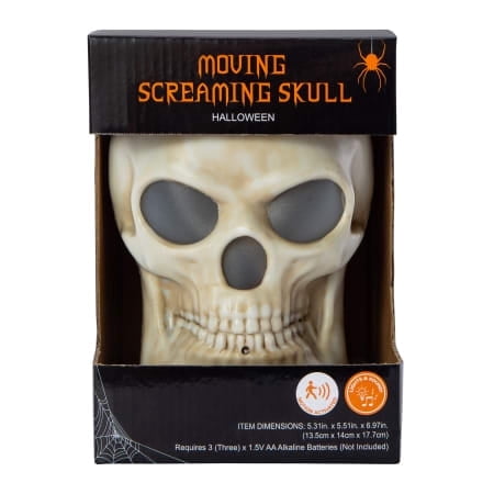 Animated Screaming Skull with Lights and Motion Halloween Decoration