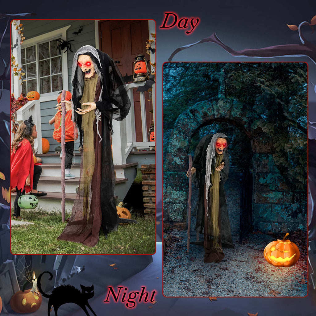 Costway 5 FT Halloween Animated Standing Witch Life Size Decoration with Posable Arms