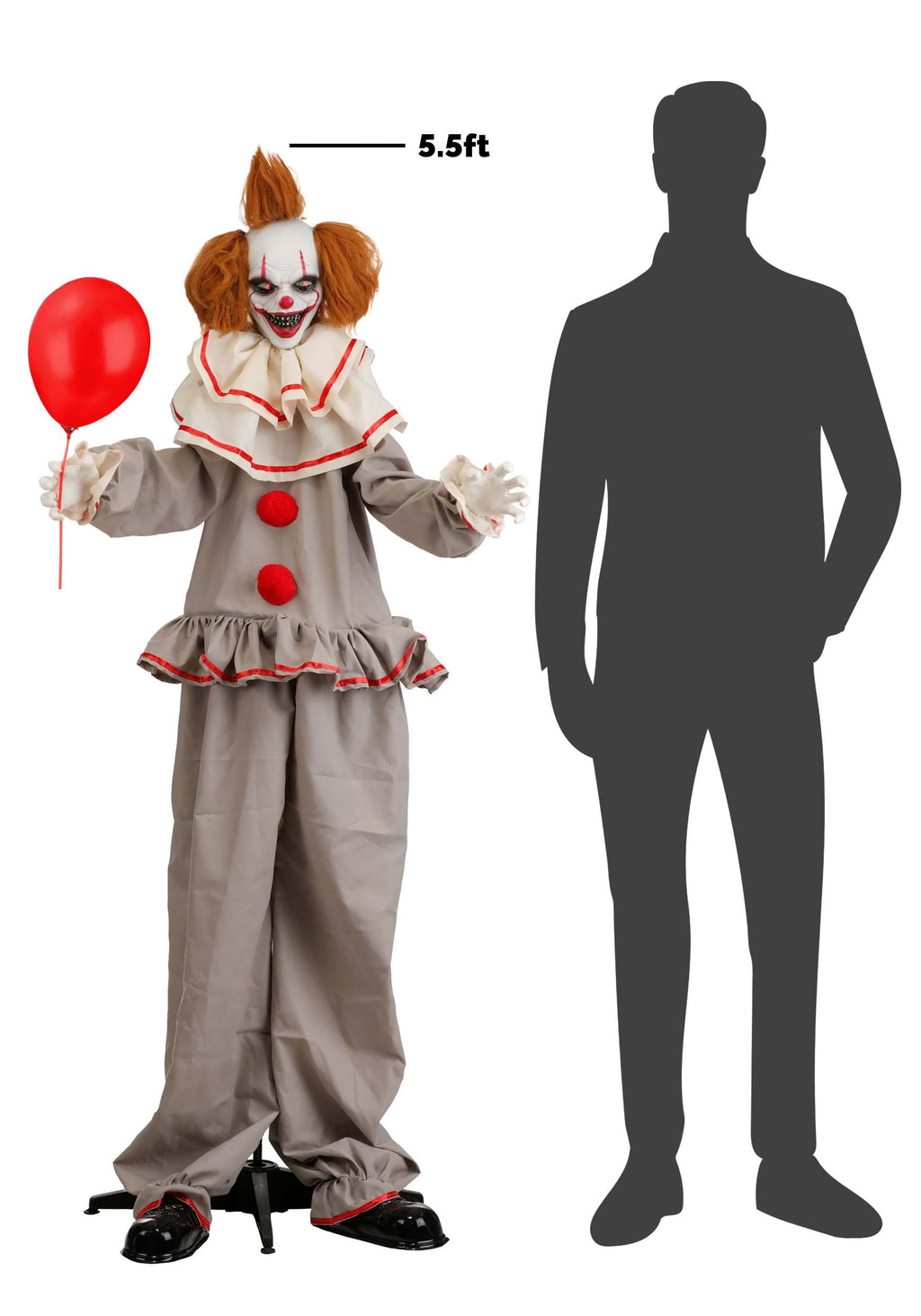 5.5FT Red Cent the Nightmare Clown Animated Decoration - Scream Saver