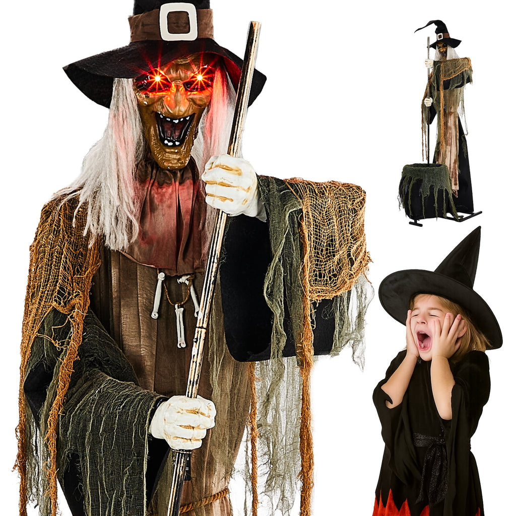 Ktaxon 6ft Pumpkin Man Animated Animatronic Decoration Creepy Halloween w/ Classic Cape Creepy Cloaked Jack-o'-Lantern for Porch & Yard