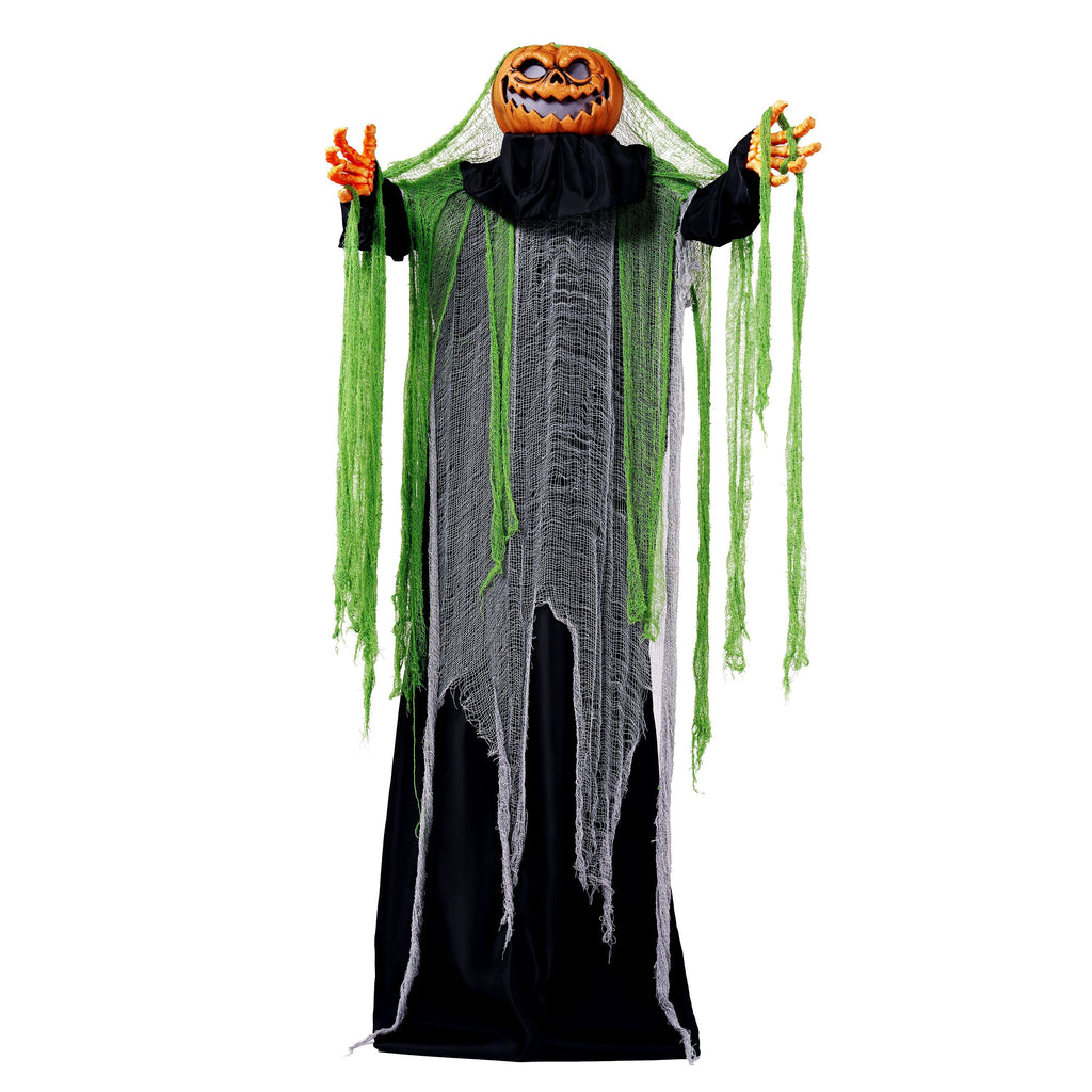 Joyfy 67"(5.6ft) Standing Ghost Large Halloween Decorations Outdoor, Sound-Actived Skeleton with Glowing Eyes & Creepy Sound, Scary Halloween Life Size Animatronics, Haunted House Props for Yard Lawn