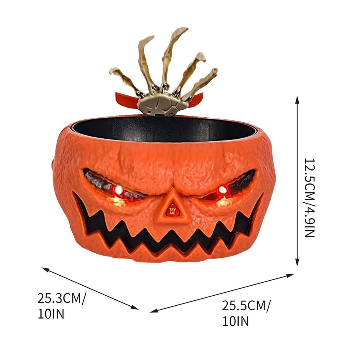 XIA0LE Halloween Candy Bowl Animated Pumpkin Candy Bowl With Moving Skeleton Hand Creepy Sound And Red Eyes For Halloween Decorations Indoors And Trick Or Treats (B)