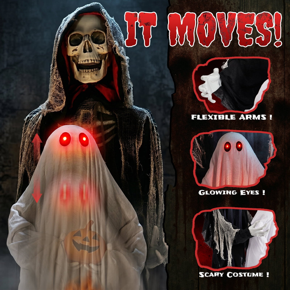Ktaxon 8.2ft Scarecrow Animated Halloween Decoration Creepy Halloween Animatronics w/ Pre-Recorded Screaming