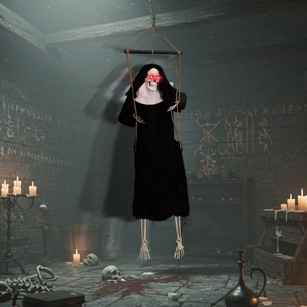 Ktaxon 4ft Hanging Witch Animated Halloween Decoration 2pcs Creepy Set w/ Pre-Recorded Screaming