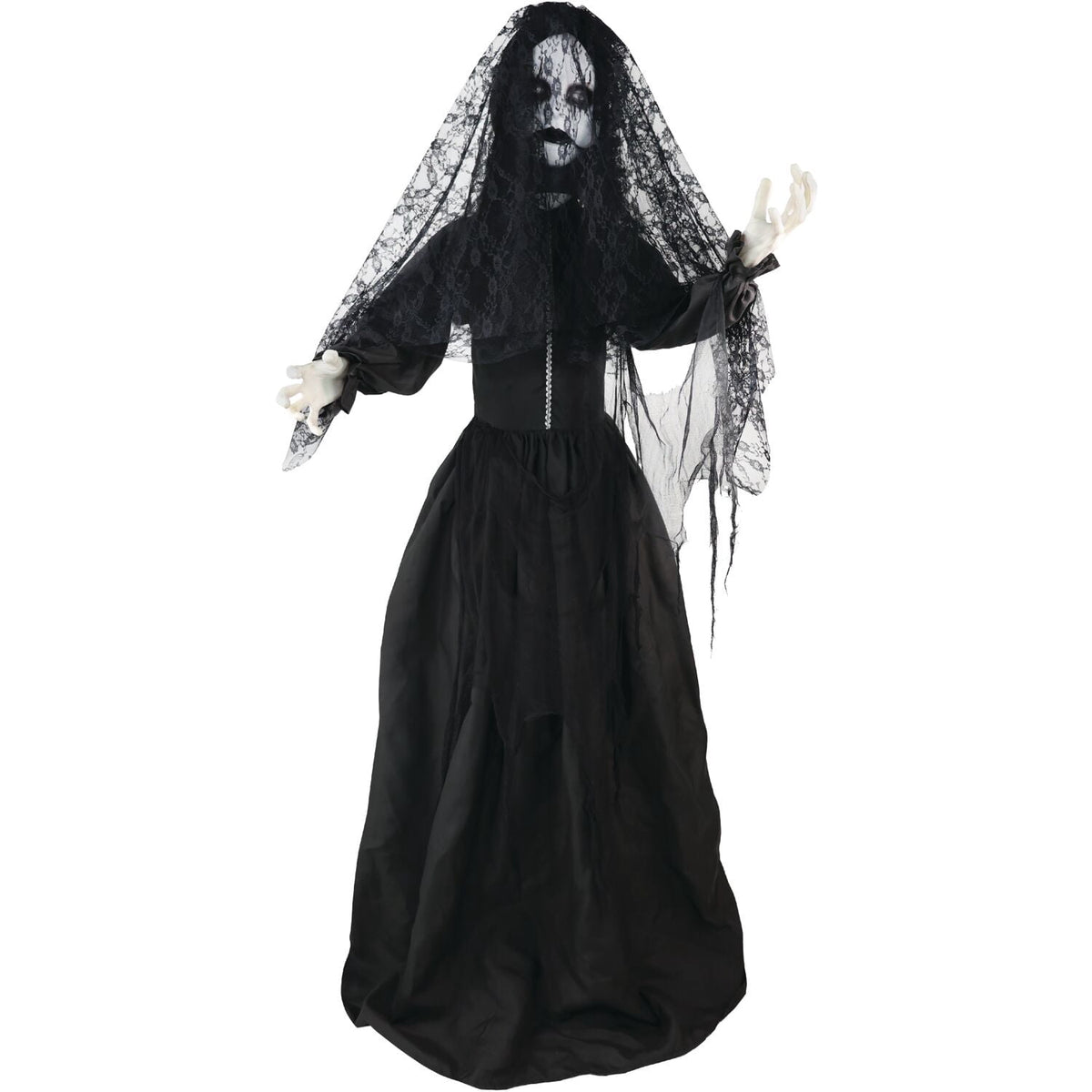 Haunted Hill Farm 6.5 Ft Life-Size Animatronic Bride Indoor/Outdoor Halloween Decoration, Multicolor, HHLADY-2FLSA