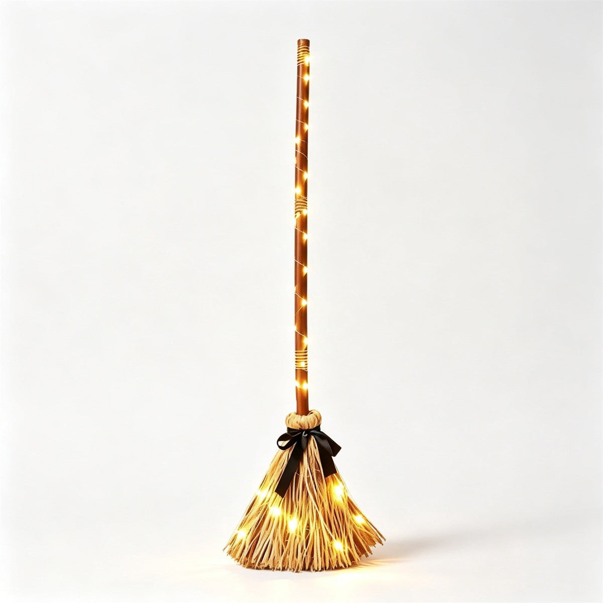 Clearance Gunhay Halloween Witches Broom Decor, 37.4" Animated Floating Broomstick for Spooky Sounds, Light-up Dancing Magic Witch Broom, Rustic Farmhouse Decoration for Indoor Outdoor