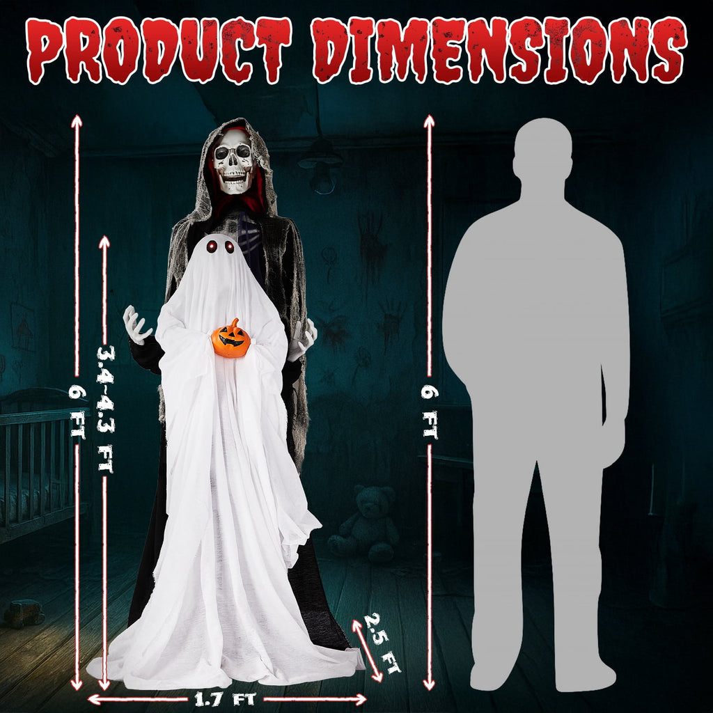 Ktaxon 8.2ft Scarecrow Animated Halloween Decoration Creepy Halloween Animatronics w/ Pre-Recorded Screaming