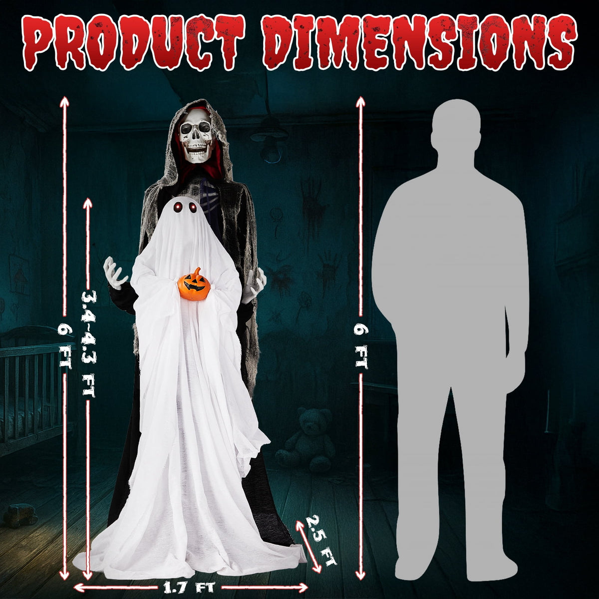 Ktaxon 8.2ft Scarecrow Animated Halloween Decoration Creepy Halloween Animatronics w/ Pre-Recorded Screaming