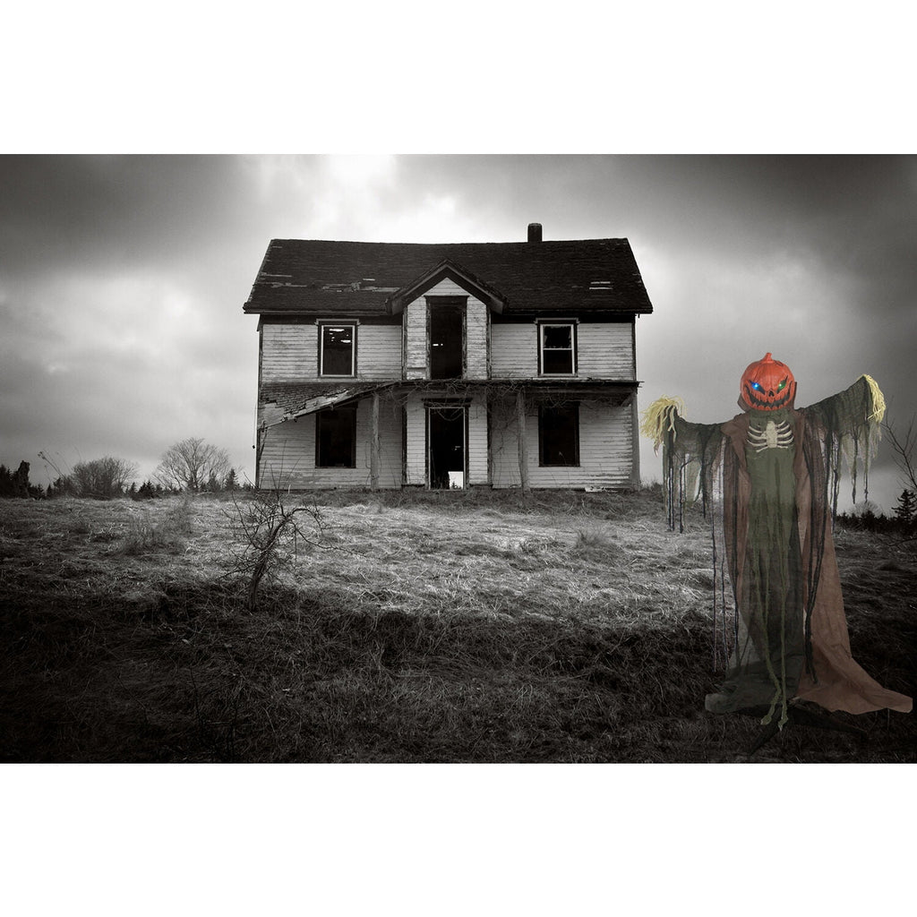 Haunted Hill Farm 6.6 ft Life-Size Animatronic Scarecrow Battery-Operated, Multicolor