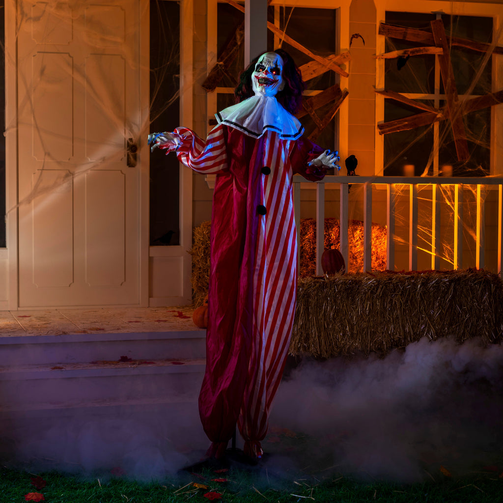 Joyfy 67"(5.6ft) Standing Ghost Large Halloween Decorations Outdoor, Sound-Actived Skeleton with Glowing Eyes & Creepy Sound, Scary Halloween Life Size Animatronics, Haunted House Props for Yard Lawn