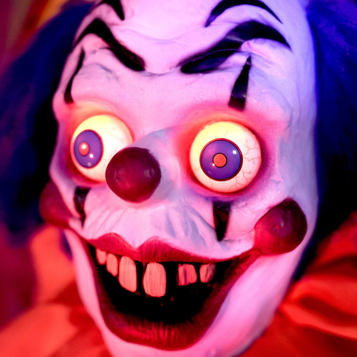 Haunted Hill Farm Red LED Battery-Powered Standing Clown Halloween Animatronic Animated 5.3-ft.