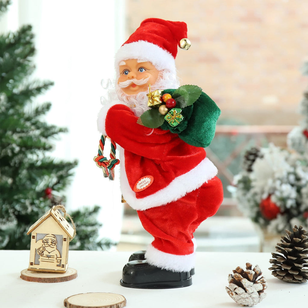 OEFNTAC Hip Twisting Dance Santa Claus Toy with Music Christmas Animated Decor Battery Operated Children’s Holiday Gift Family Store Display 10in