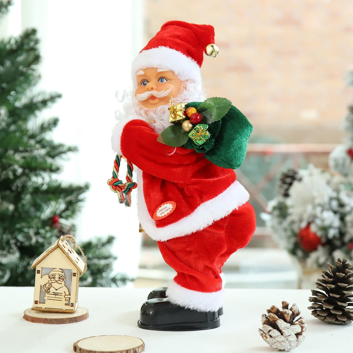 OEFNTAC Hip Twisting Dance Santa Claus Toy with Music Christmas Animated Decor Battery Operated Children’s Holiday Gift Family Store Display 10in