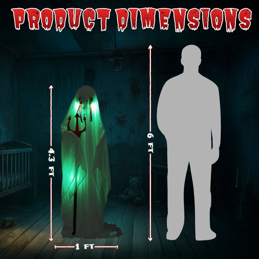 Ktaxon 4.5ft Hanging Ghost Animated Halloween Decoration Creepy Halloween Skeleton w/ Pre-Recorded Screaming, LED Eyes