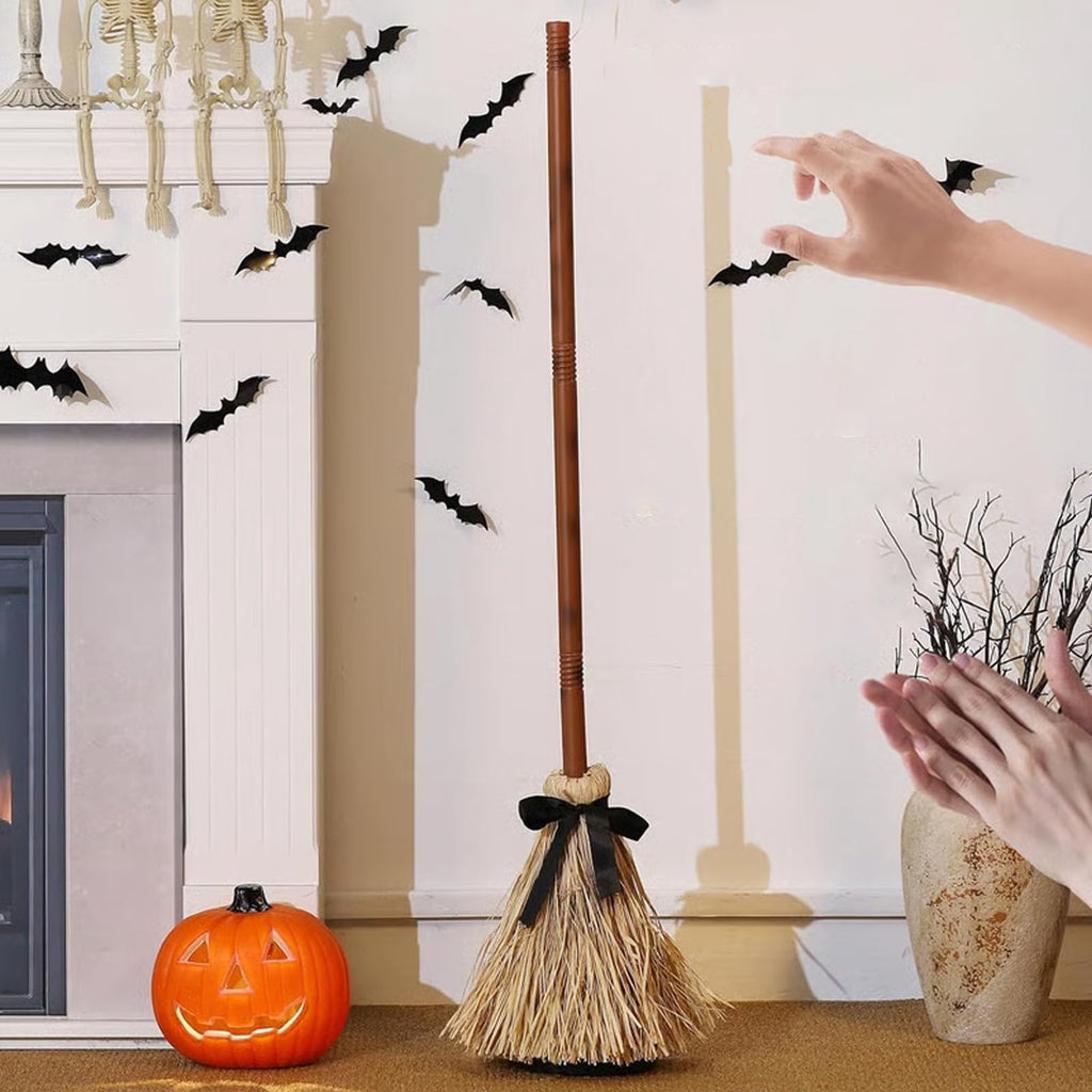 Halloween Dancing Magics Broom, 38" Animated Witch Broom with Spooky Sounds Moves for Haunted Party Decor with Spooky Sounds Halloween Decorations Indoor
