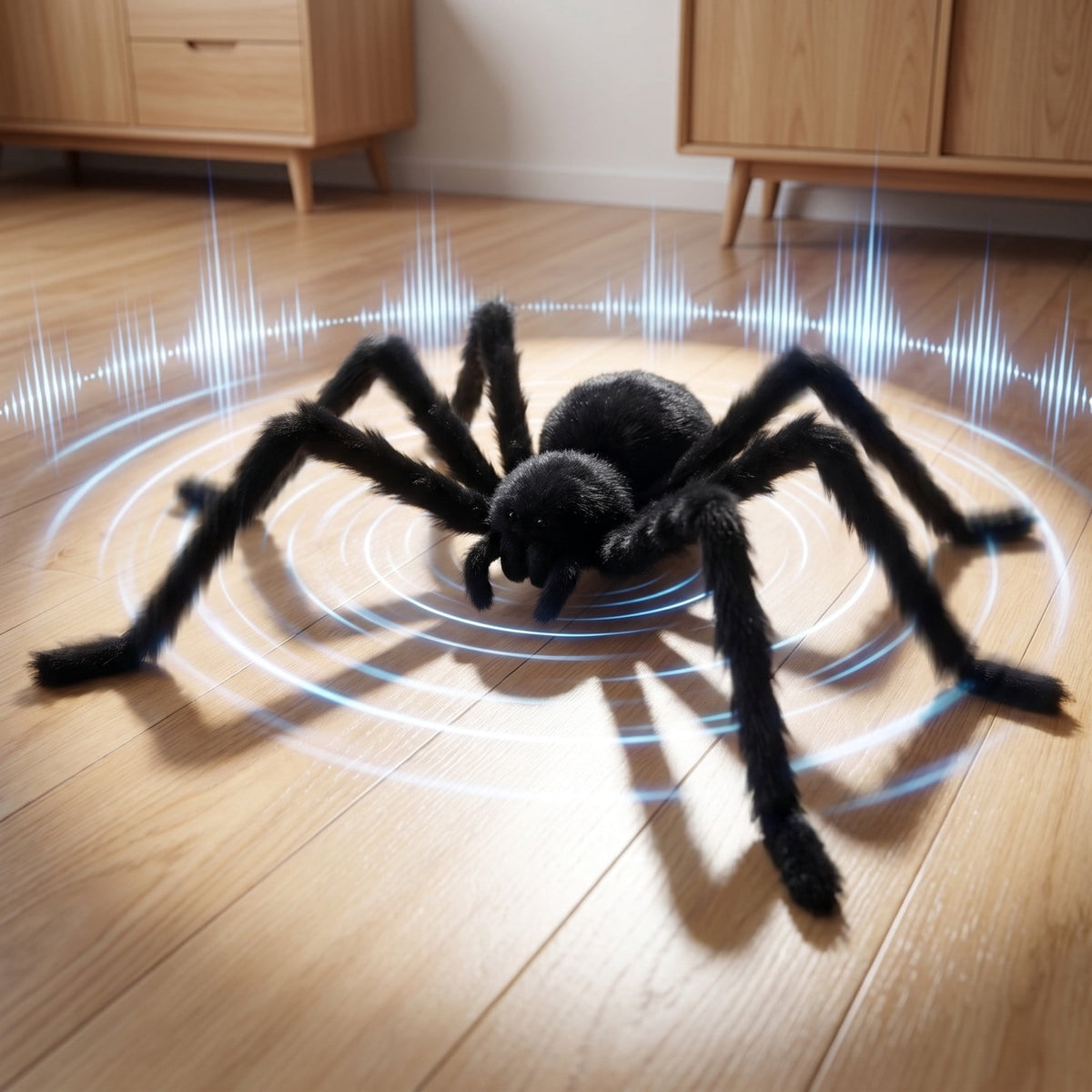 Animated Halloween Props, 29" Giant Sound Activated Spider Toys, Creepy Realistic Plush Spider Crawling on Wall for Home Bar Decor (Wall type)