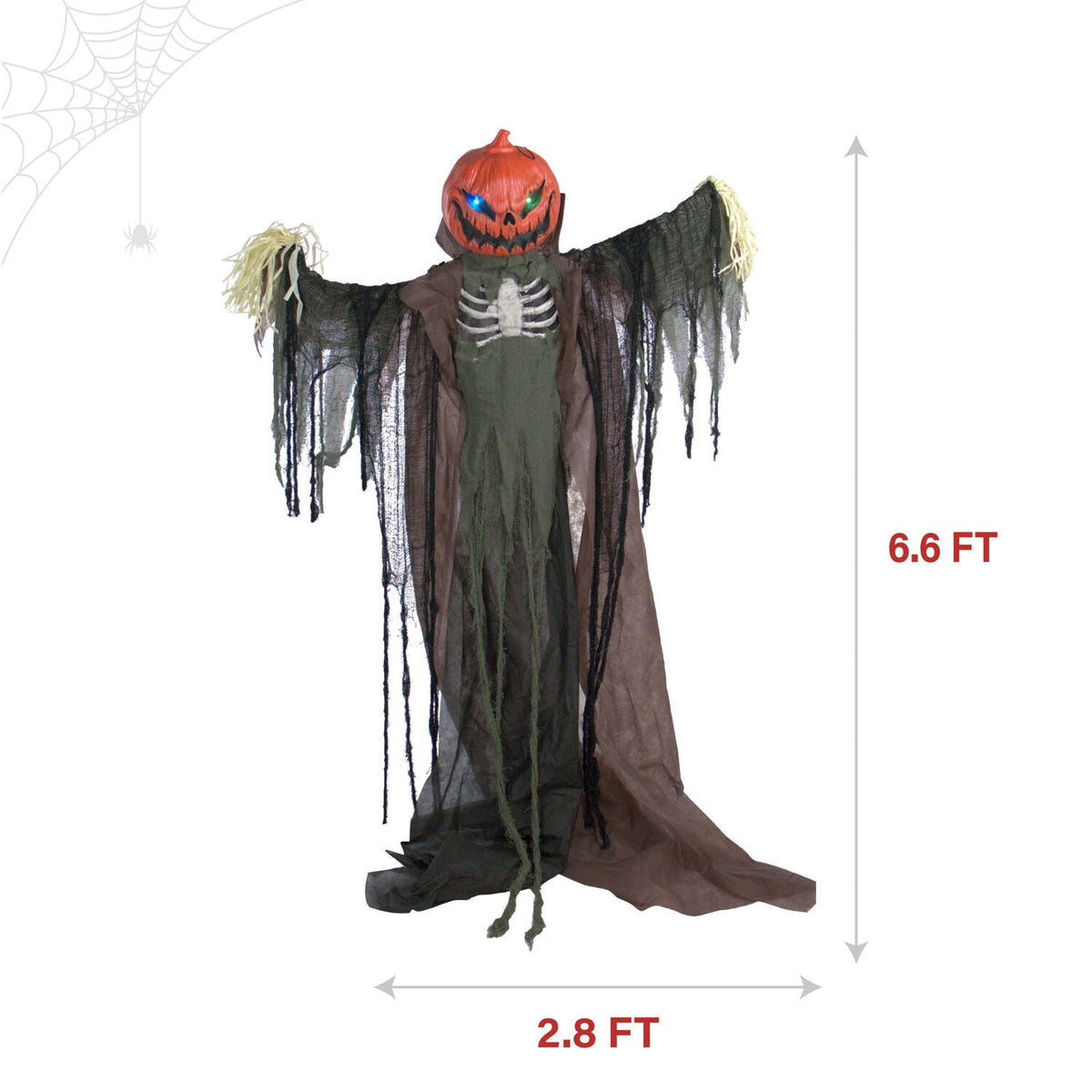 Haunted Hill Farm 6.6 ft Life-Size Animatronic Scarecrow Battery-Operated, Multicolor