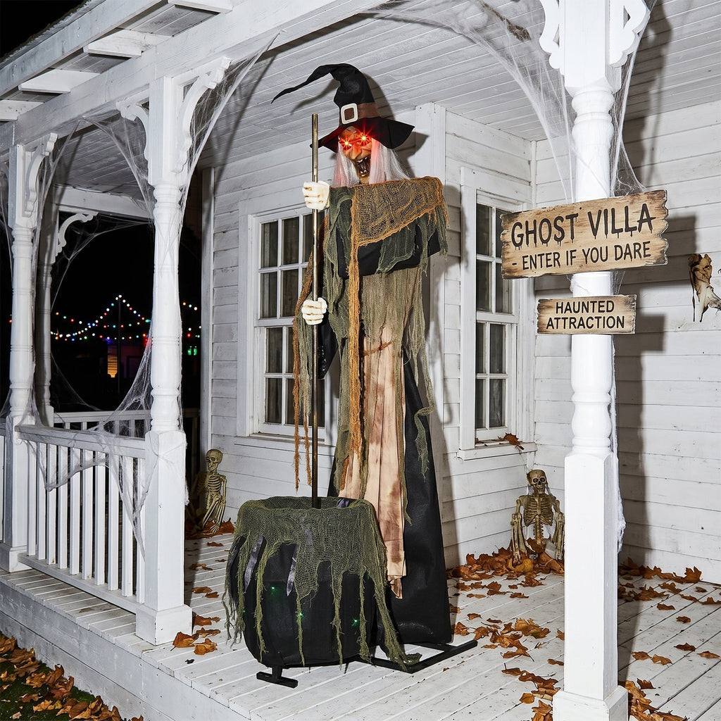 Ktaxon 6ft Pumpkin Man Animated Animatronic Decoration Creepy Halloween w/ Classic Cape Creepy Cloaked Jack-o'-Lantern for Porch & Yard