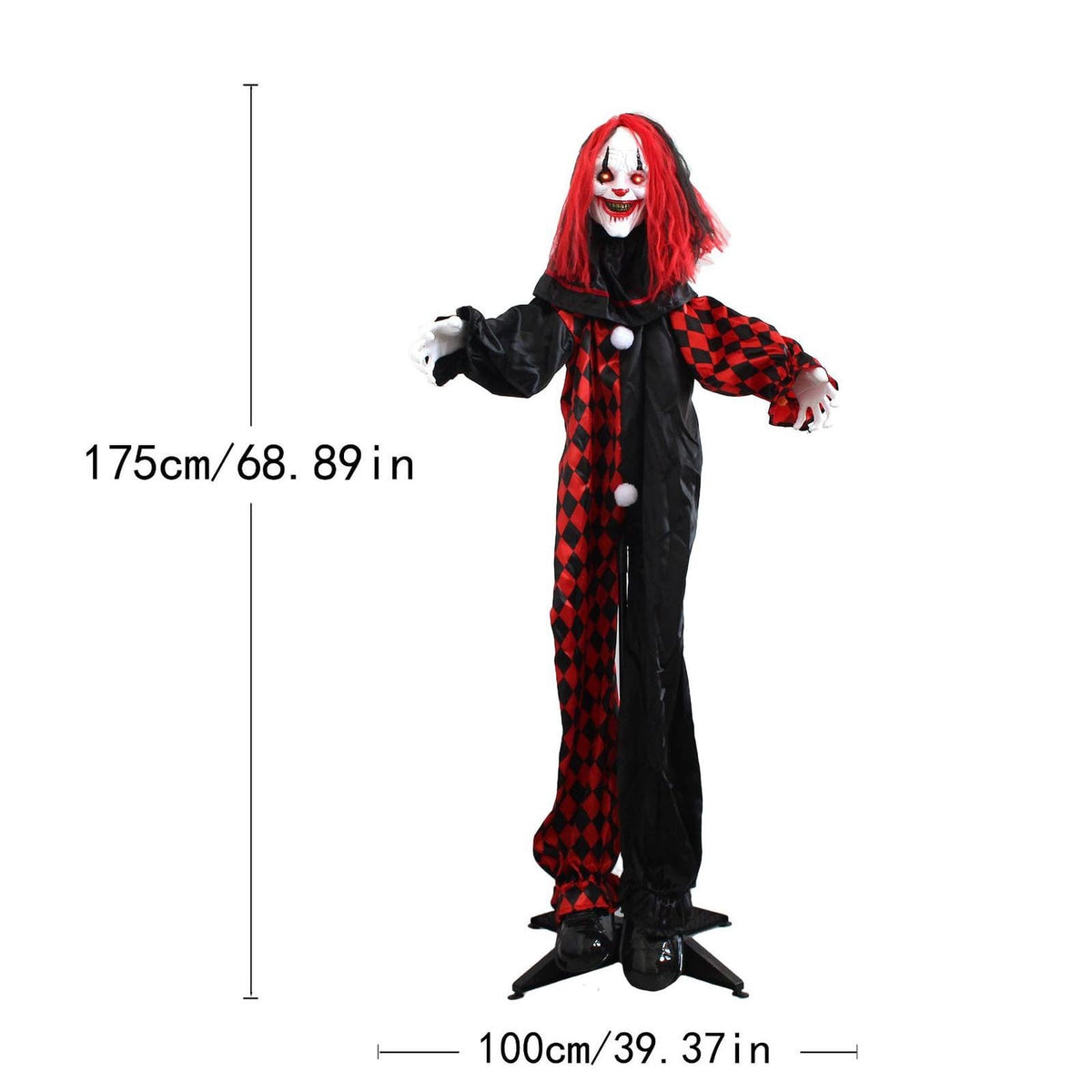 ShengapQ Halloween Scary Clown Decoration, Animated Prop, Glowing Eyes, Sound Activated, Perfect for Haunted House, Spooky Effects, Yard and Indoor Display