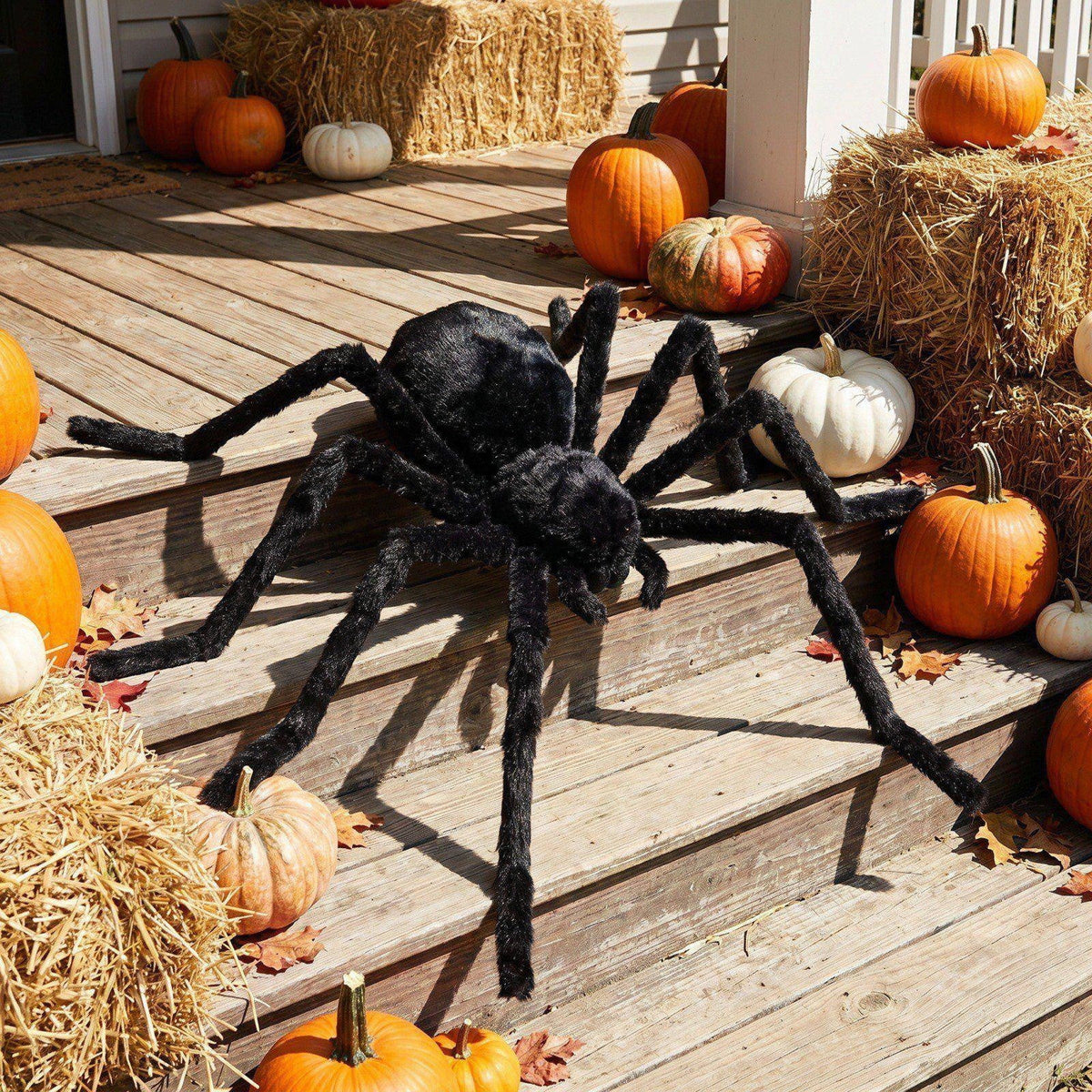 geerera 29.5" Sound-Activated Animated Spider, Large Black Fuzzy Moving Halloween Prop, Crawling Scary Toy for Indoor Party, Doorway & Yard Party Decor