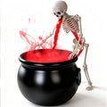 syligr Halloween Witch Cauldron Decor for Tabletop, LED Lit Skeleton Cauldron with Mist Water Effect, Spooky Prop for Fireplace Kitchen, Animated Fountain for Halloween Parties, 8x5.5in